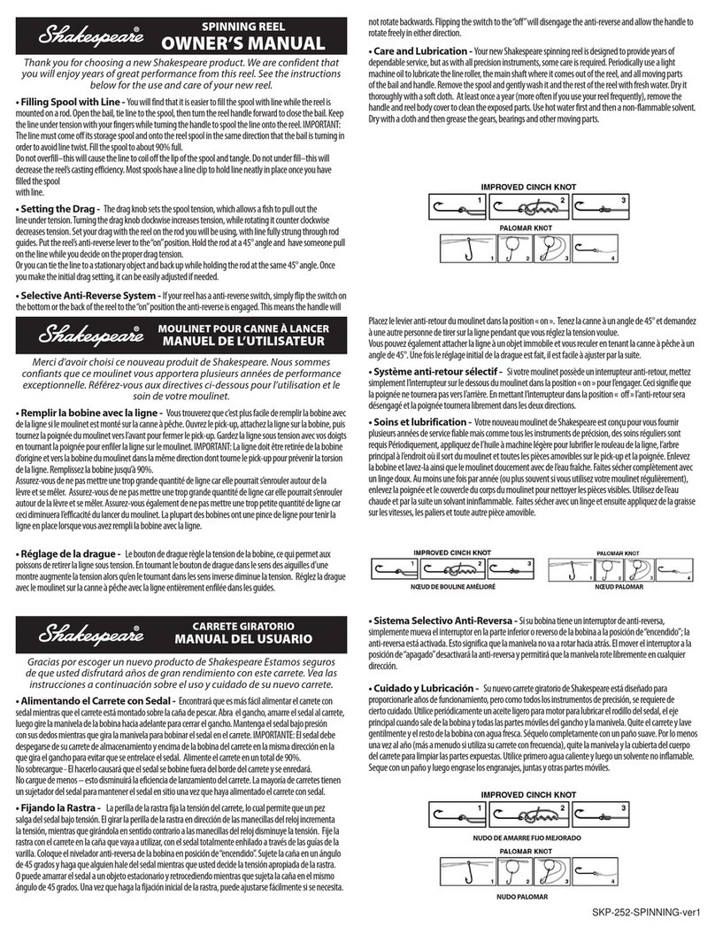 Shakespeare Electronic SPINNING REEL owner's manual Shakespeare Electronic SPINNING REEL owner's manual