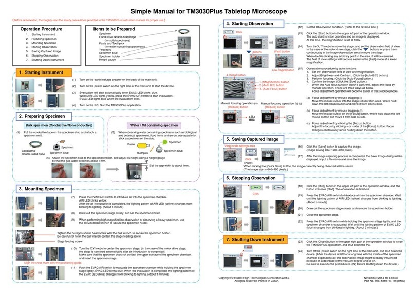 Hitachi TM3030Plus Simple manual
