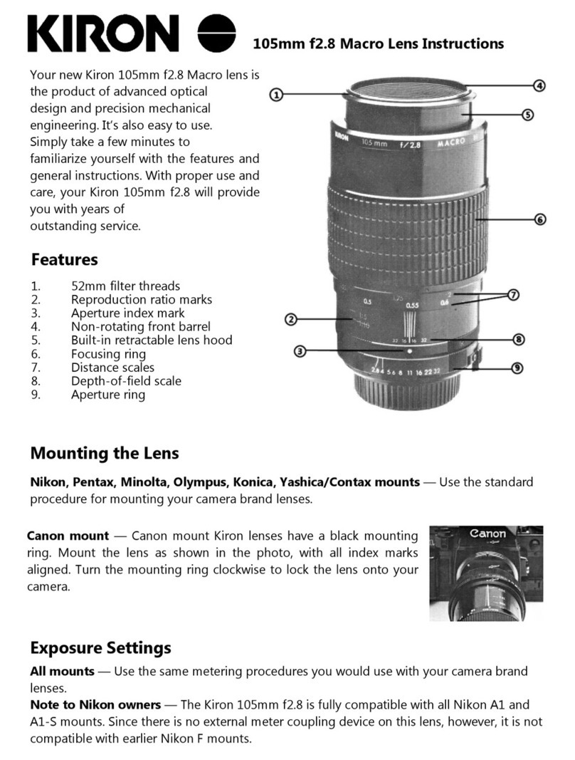Kiron 105mm f2.8 Macro Lens instructions