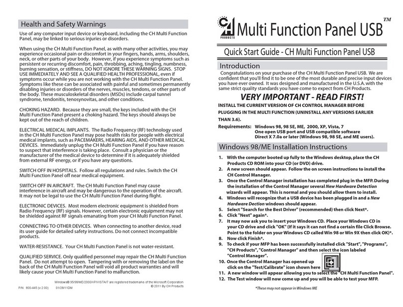 CH Products Multi Function Panel USB quick start guide