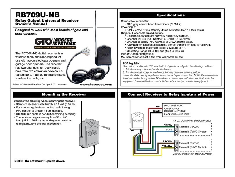 GTO RB709U-NB owner's manual