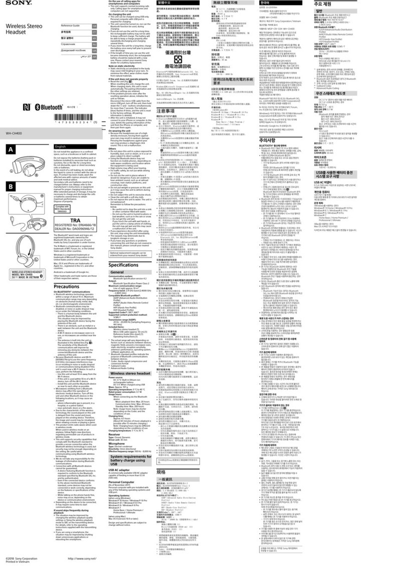 Sony WH-CH400 User manual