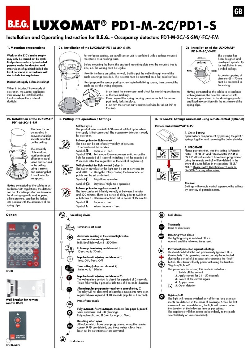 B.E.G. LUXOMAT PD1-M-2C Installation and operating instruction manual