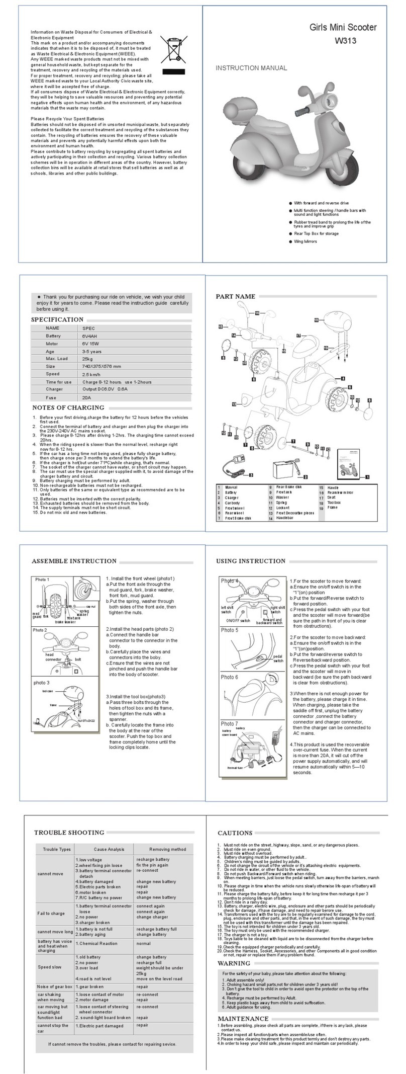 Halfords W313 instruction manual