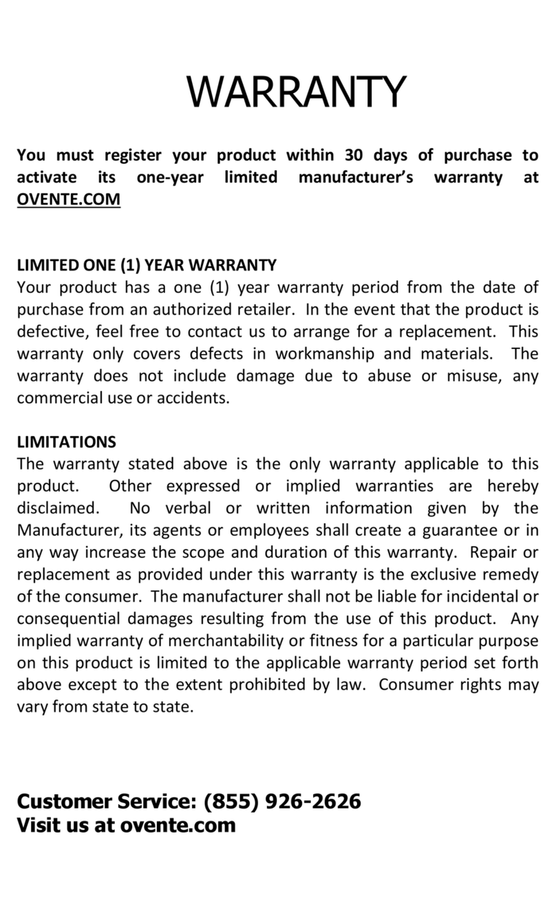 Ovente CFS43 Series instruction manual