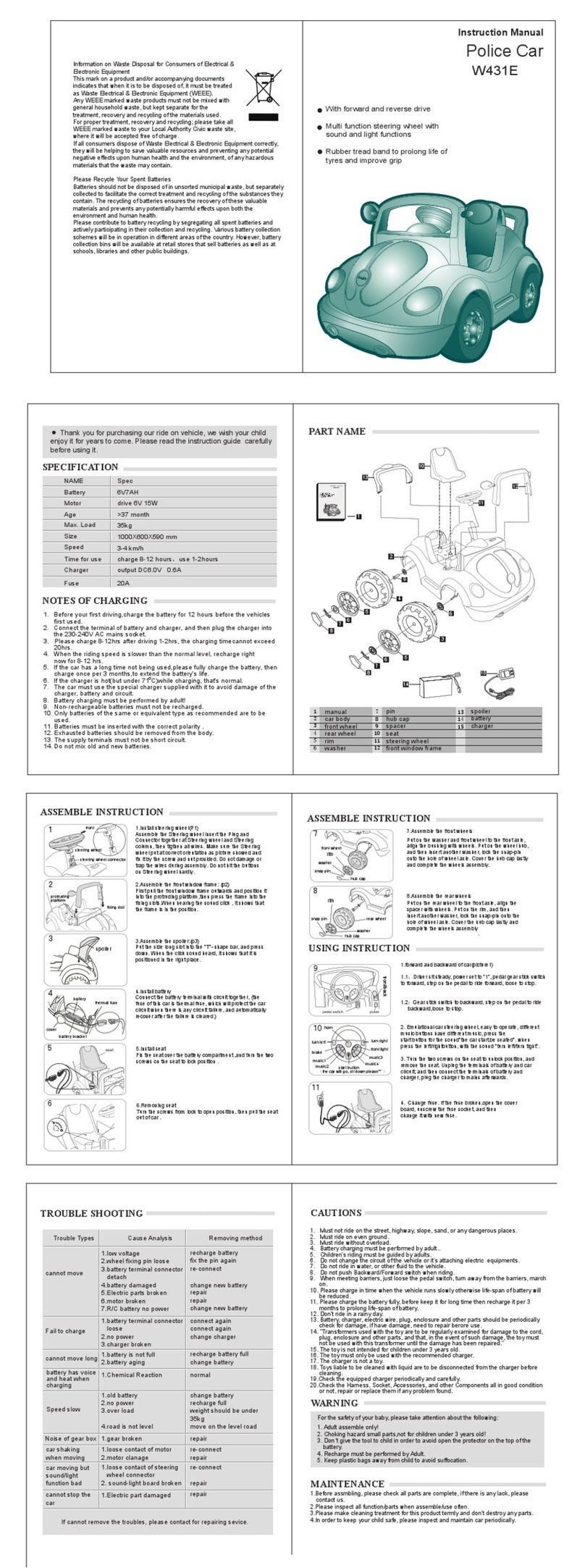 Geoby Police Car W431E instruction manual Geoby Police Car W431E instruction manual