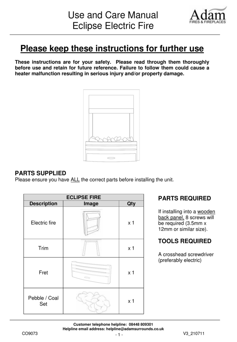 Adam Eclipse Electric Fire use and care manual