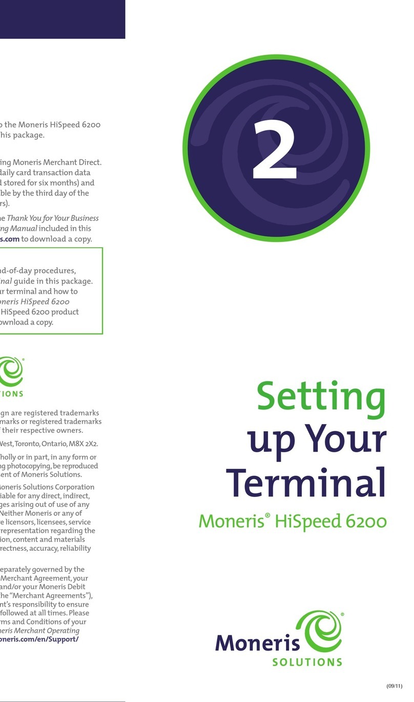 Moneris hispeed 6200 Setting-up guide