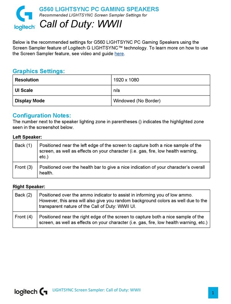 Logitech G560 LIGHTSYNC Configuration guide