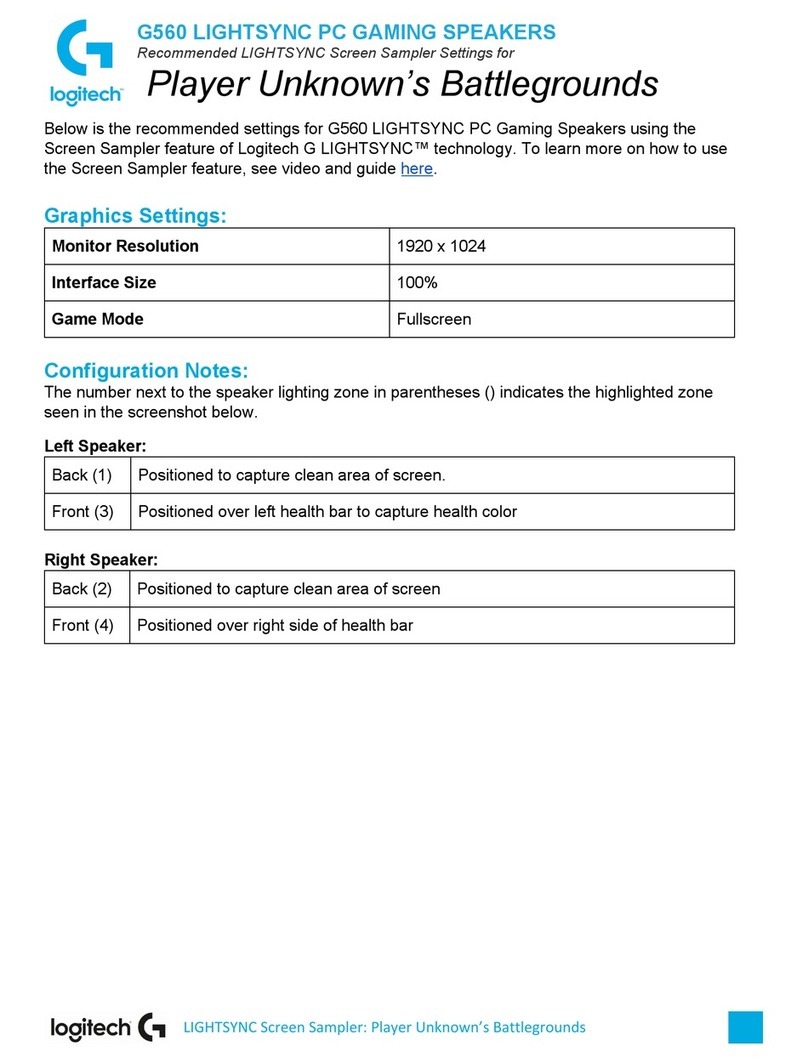 Logitech G560 LIGHTSYNC User manual Logitech G560 LIGHTSYNC User manual