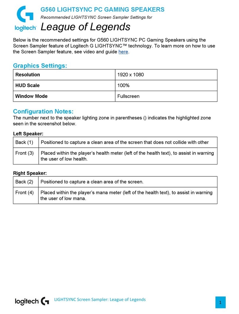 Logitech G560 LIGHTSYNC User manual Logitech G560 LIGHTSYNC User manual