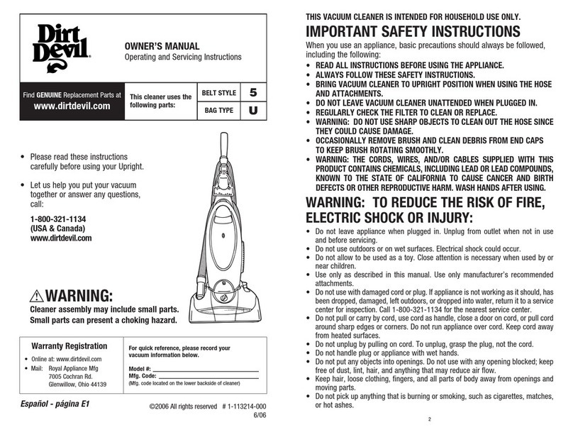 Dirt Devil M086020 User manual
