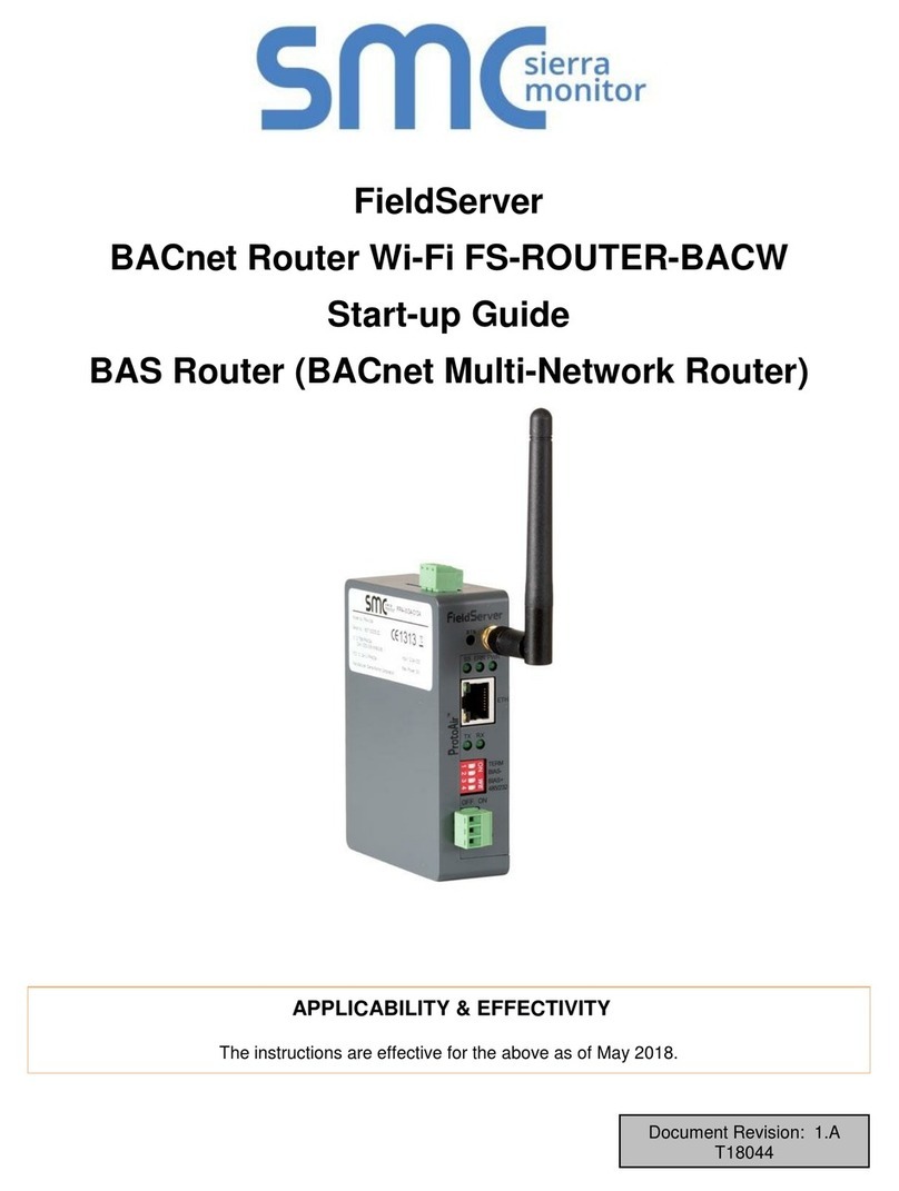 Sierra Monitor Corporation FieldServer BACnet Router Startup guide Sierra Monitor Corporation FieldServer BACnet Router Startup guide