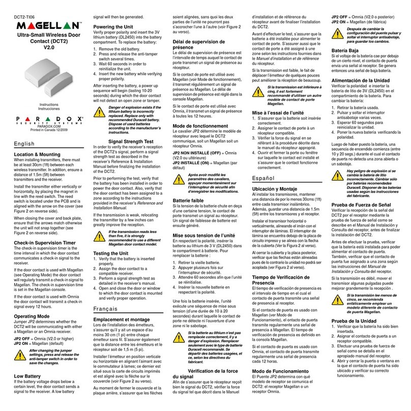 Paradox Magellan DCT2 User manual