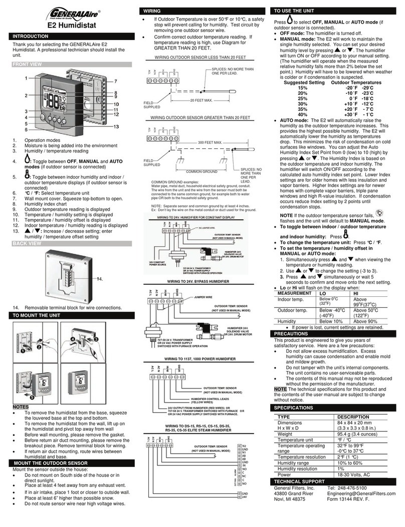 GeneralAire E2 Installation instructions