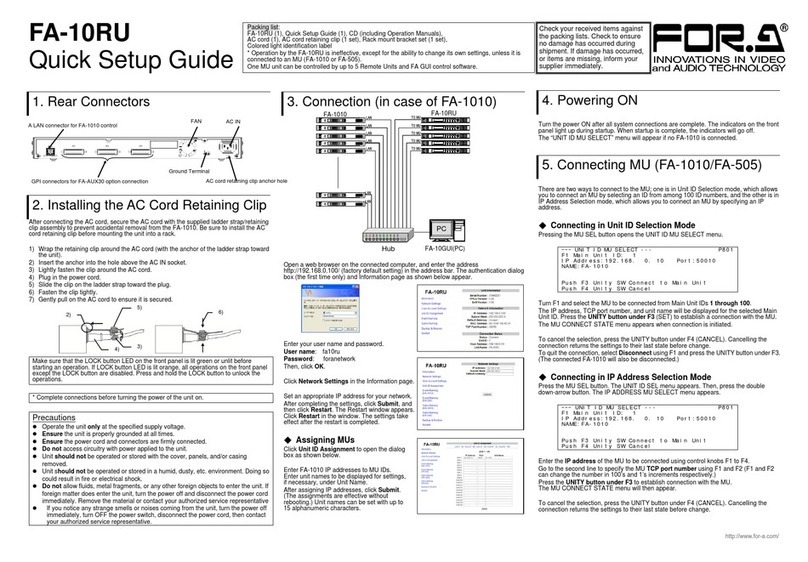 FOR-A FA-10RU User manual