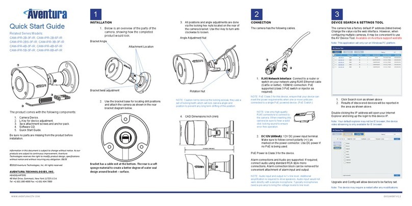 Aventura CAM-IPR-2BS-3F-IR quick start guide