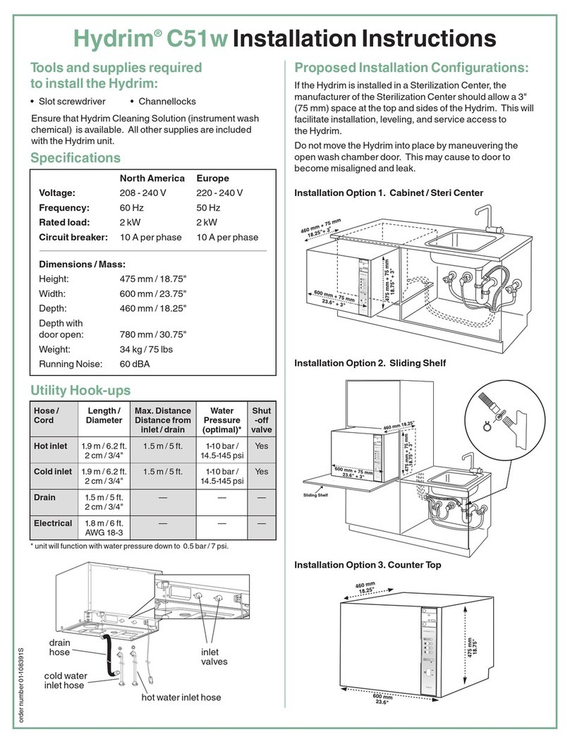 SciCan hydrim c51w Installation instructions & owner's manual