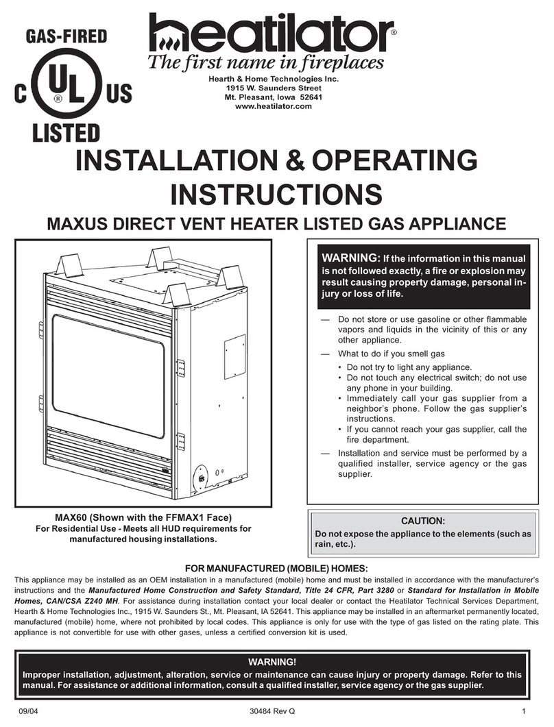 Heatilator Maxus MAX60L Installation & operating instructions