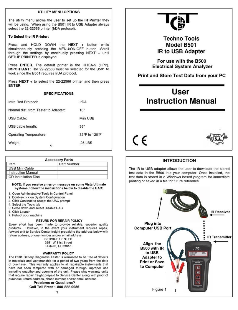 Techno Tools B501 User instruction manual