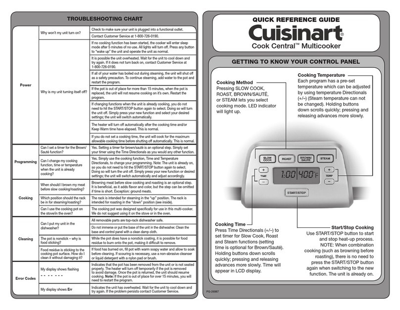 Cuisinart Cook Central Quick reference guide