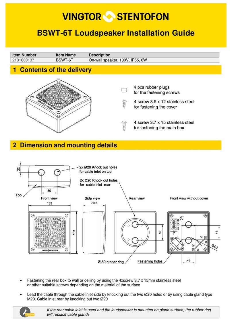 Vingtor Stentofon BSWT-6T installation guide
