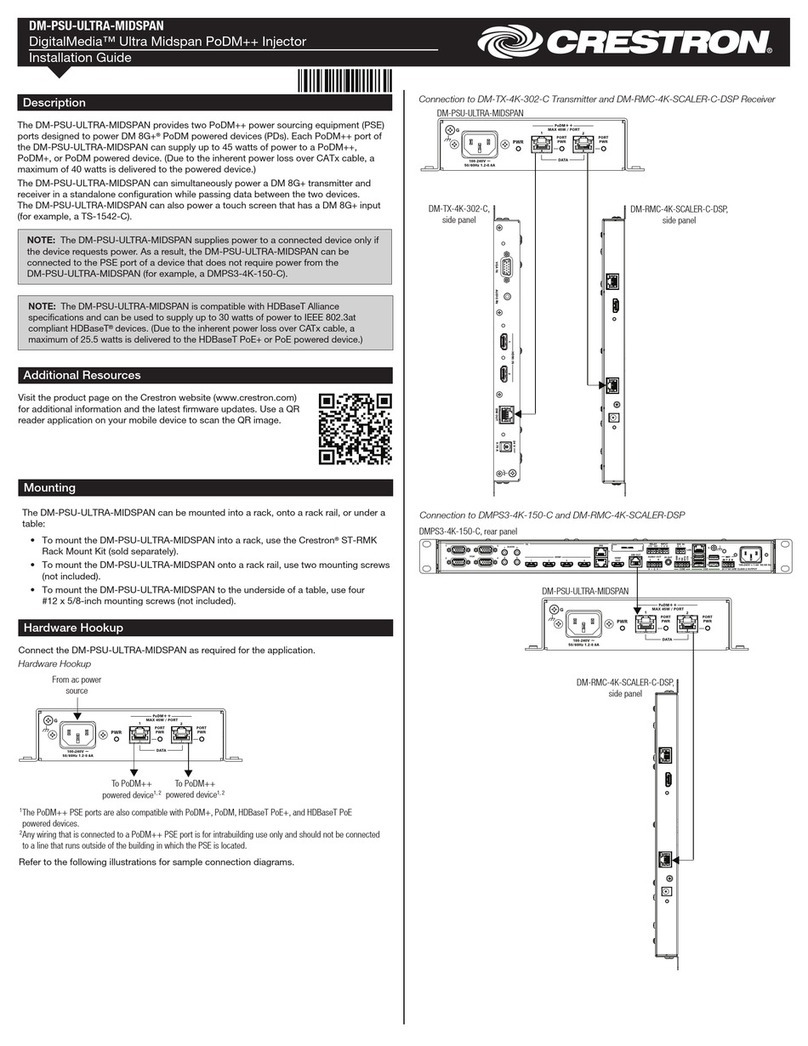 Crestron DM-PSU-ULTRA-MIDSPAN User manual