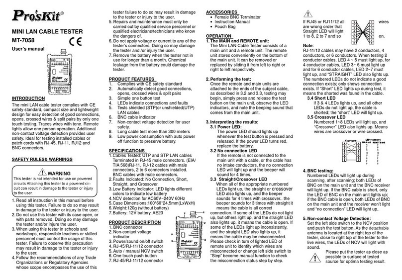 Pro's Kit MT-7058 user manual