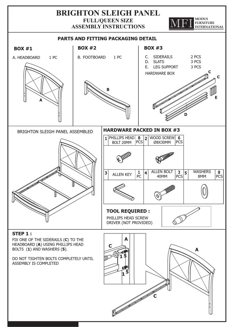 Modus Furniture BRIGHTON LOW-PROFILE BED Assembly instructions
