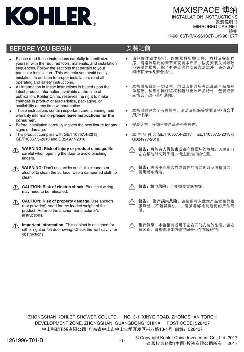 Kohler MAXISPACE User manual