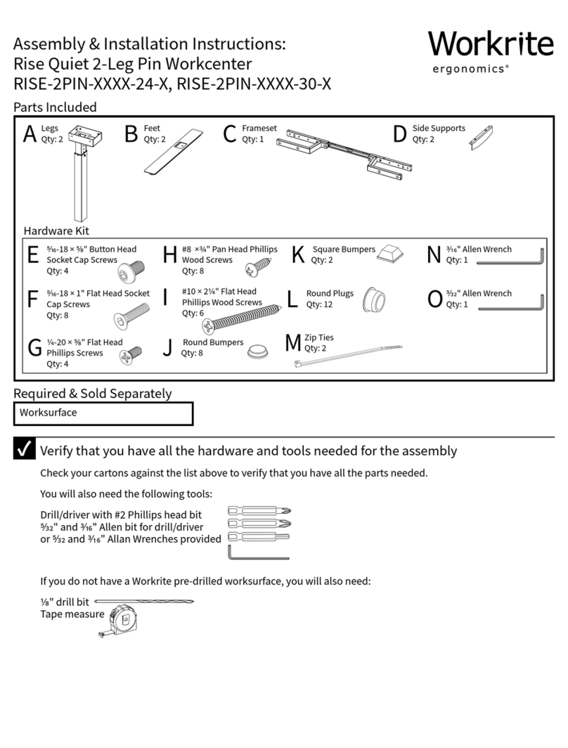 Workrite RISE-2PIN-XXXX-24-X Assembly/installation instructions Workrite RISE-2PIN-XXXX-24-X Assembly/installation instructions