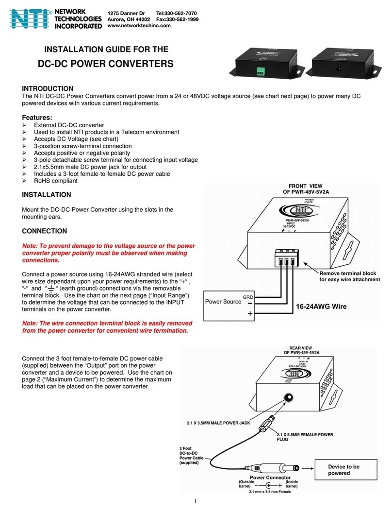 Network Technologies Incorporated PWR-48V-5V1A installation guide