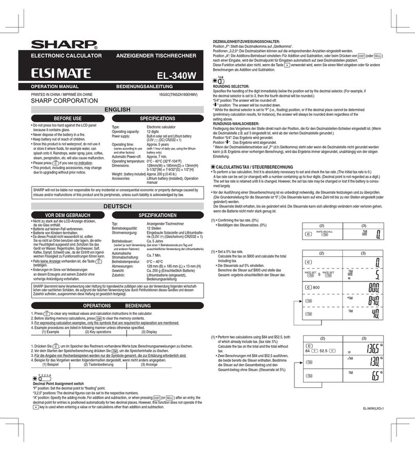 Sharp ELSI MATE EL-340W User manual