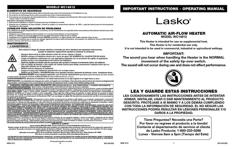 Lasko WC14812 Owner's manual Lasko WC14812 Owner's manual