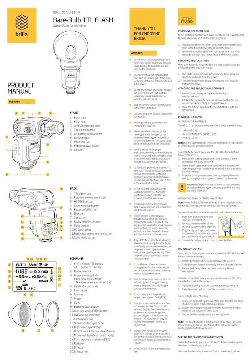 Brilia Bare-Bulb TTL Flash BB-110C product manual