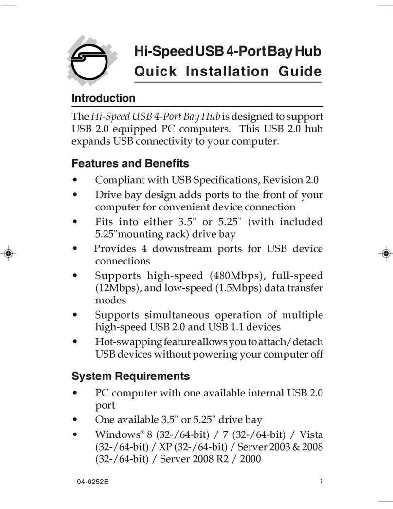 SIIG Hi-Speed USB 4-Port Bay Hub Quick installation guide