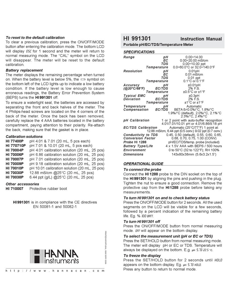 Hanna Instruments HI 991301 User manual