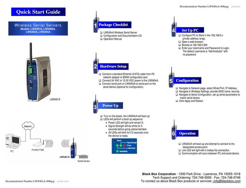 Black Box LWS401A quick start guide Black Box LWS401A quick start guide