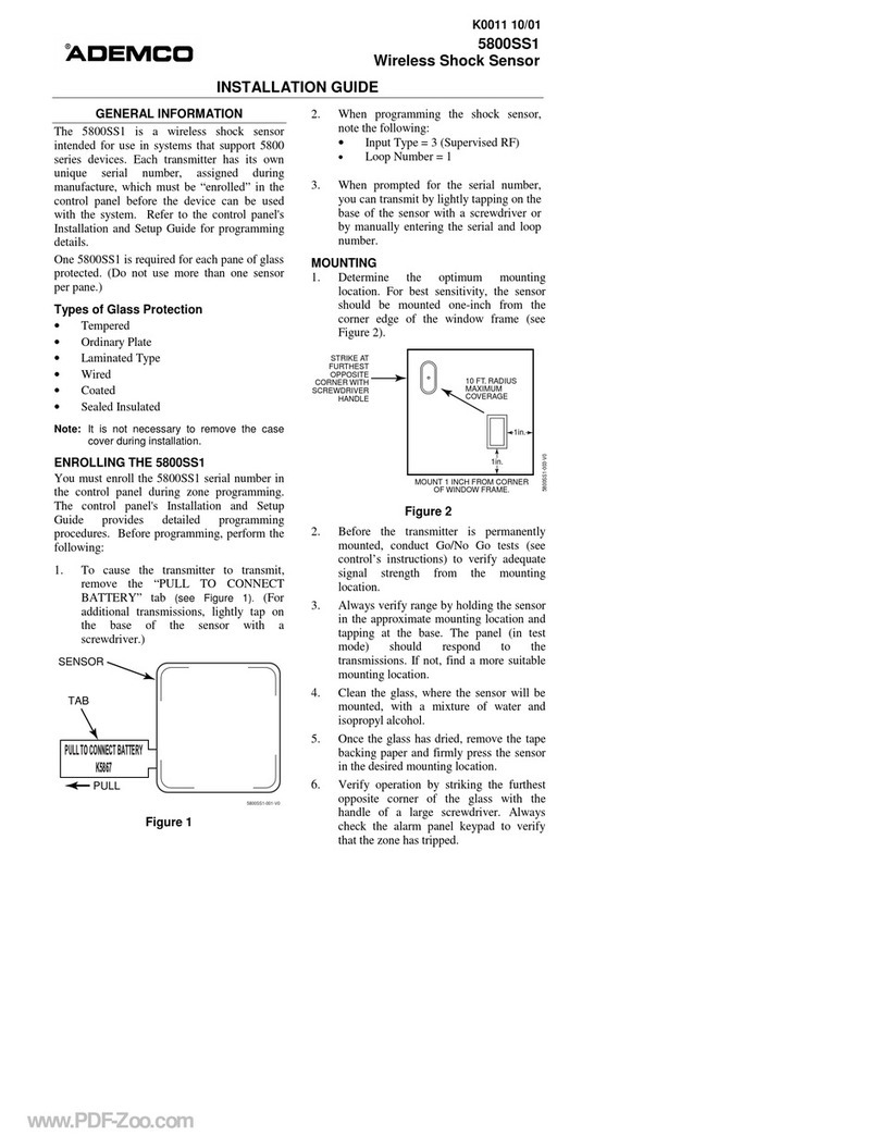 Honeywell Ademco 5800SS1 installation guide