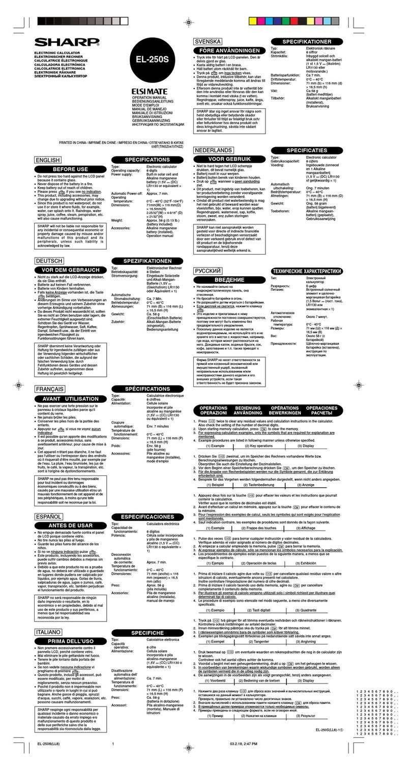 Sharp ELSI MATE EL-250S User manual