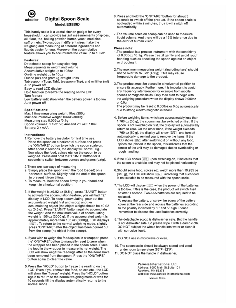 Admetior ES559D manual