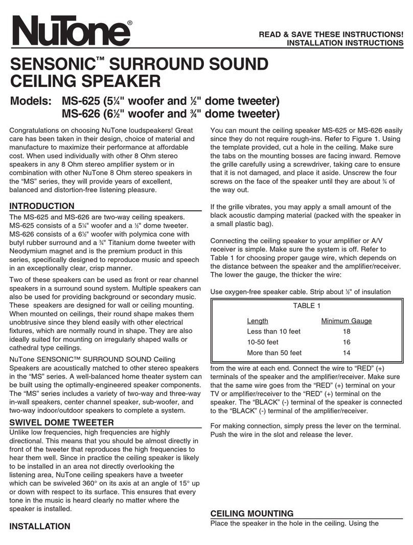 NuTone SENSONIC MS-625 User manual