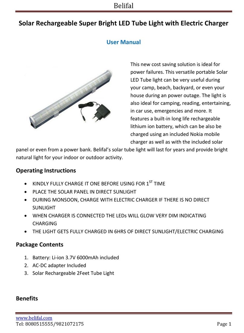 Belifal Rechargeable Solar Tube Light user manual Belifal Rechargeable Solar Tube Light user manual