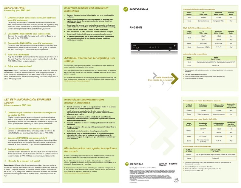 Motorola xfinity RNG150N User manual