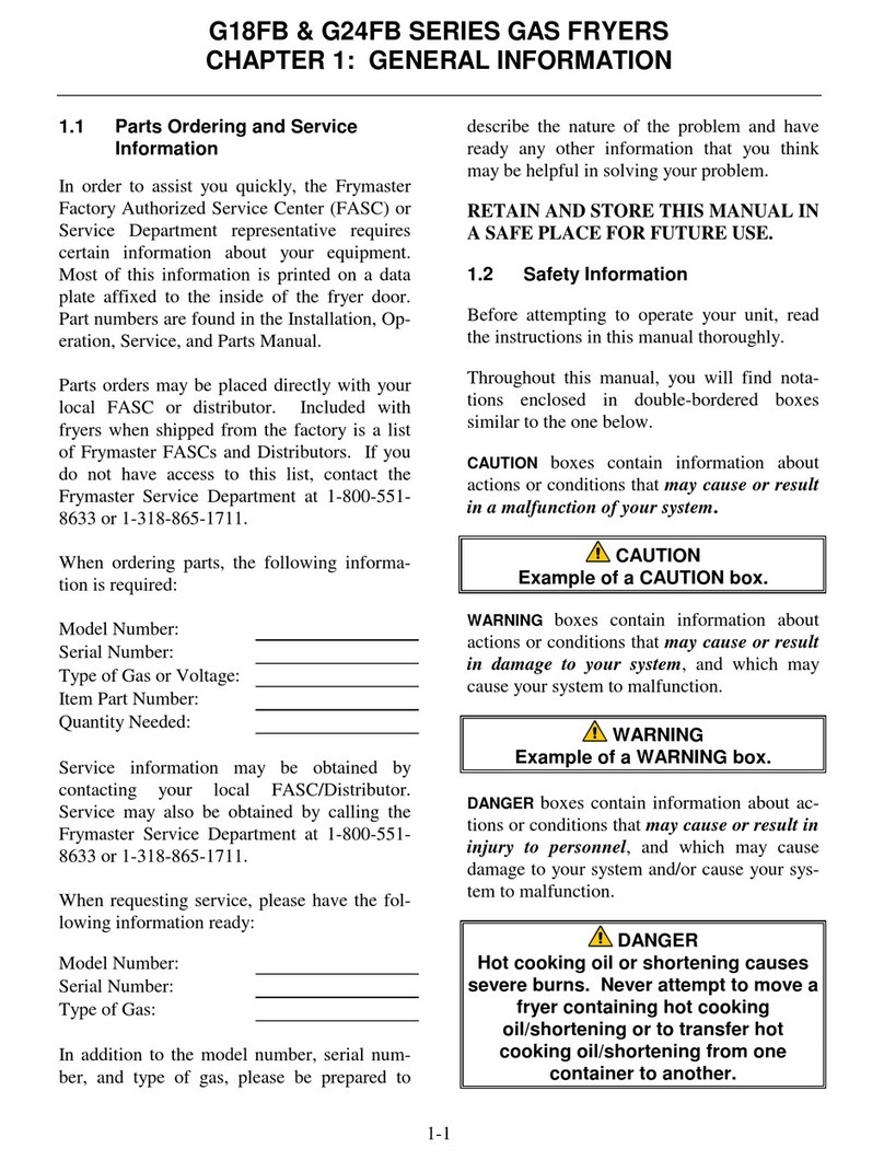 Frymaster G18FB Series User manual