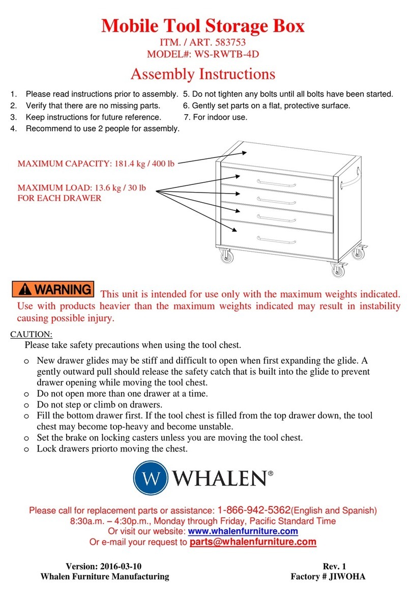 Whalen WS-RWTB-4D Assembly instructions and user guide
