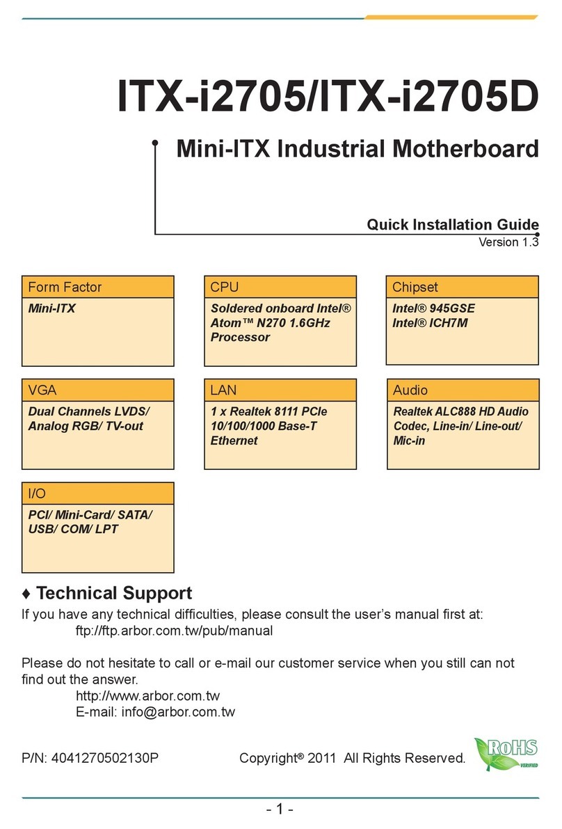 Arbor Technology ITX-i2705D User manual