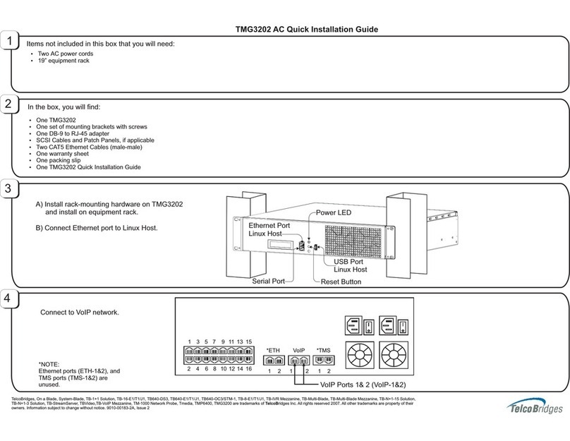 TelcoBridges TMG3202 Quick installation guide TelcoBridges TMG3202 Quick installation guide