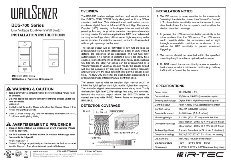 WallSenzr BDS-700 Series installation instructions