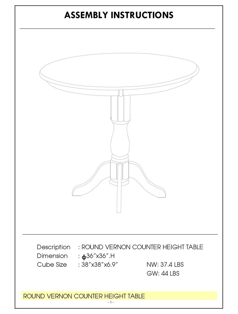 East West Furniture ROUND VERNON COUNTER HEIGHT TABLE Assembly instructions East West Furniture ROUND VERNON COUNTER HEIGHT TABLE Assembly instructions